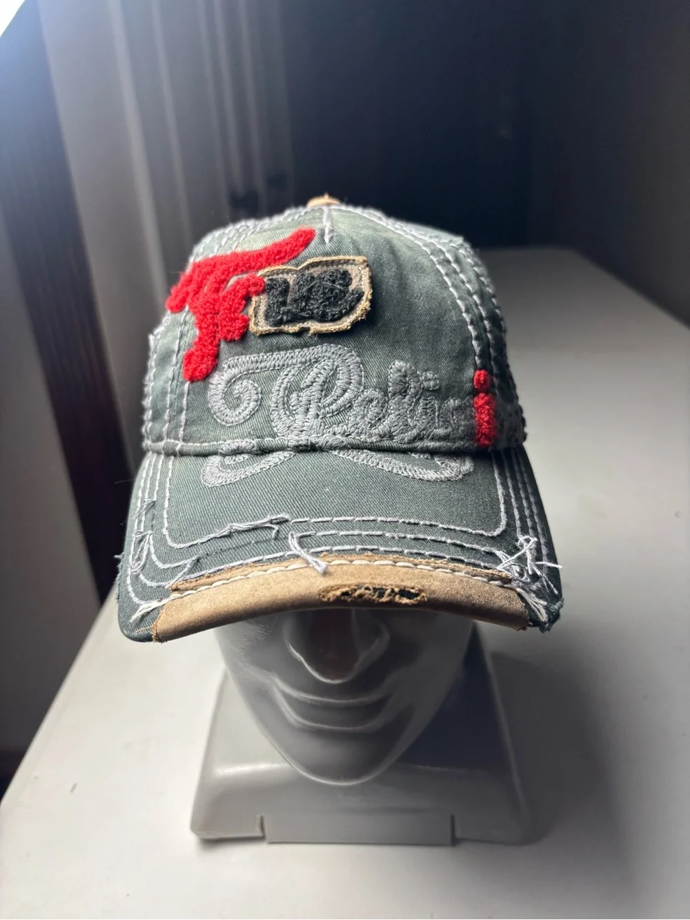 Rare Vintage True Religion Hat Cap Buddha Distressed Adjustable Embroidered Red